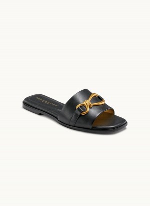 Black Donna Karan Haylen Flat Sandals | PH_DK28100