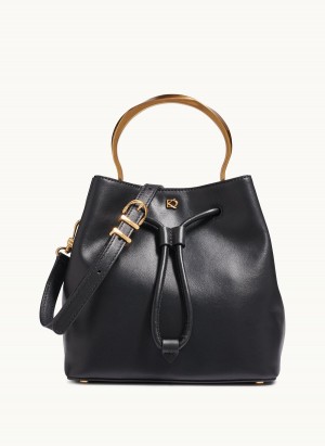 Black Donna Karan Lawrence Bucket Satchel | PH_DK47739