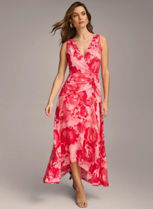 Pink Donna Karan Floral Midi Dress | PH_DK79579