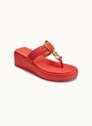 Red Donna Karan Harlyn Wedge Sandals | PH_DK16156