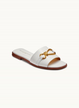 White Donna Karan Haylen Flat Sandals | PH_DK92828