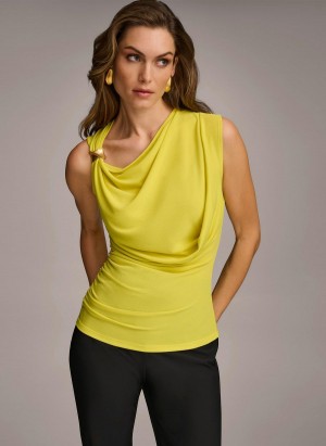 Yellow Donna Karan Shoulder Hardware Sweaters and Tops | PH_DK13432