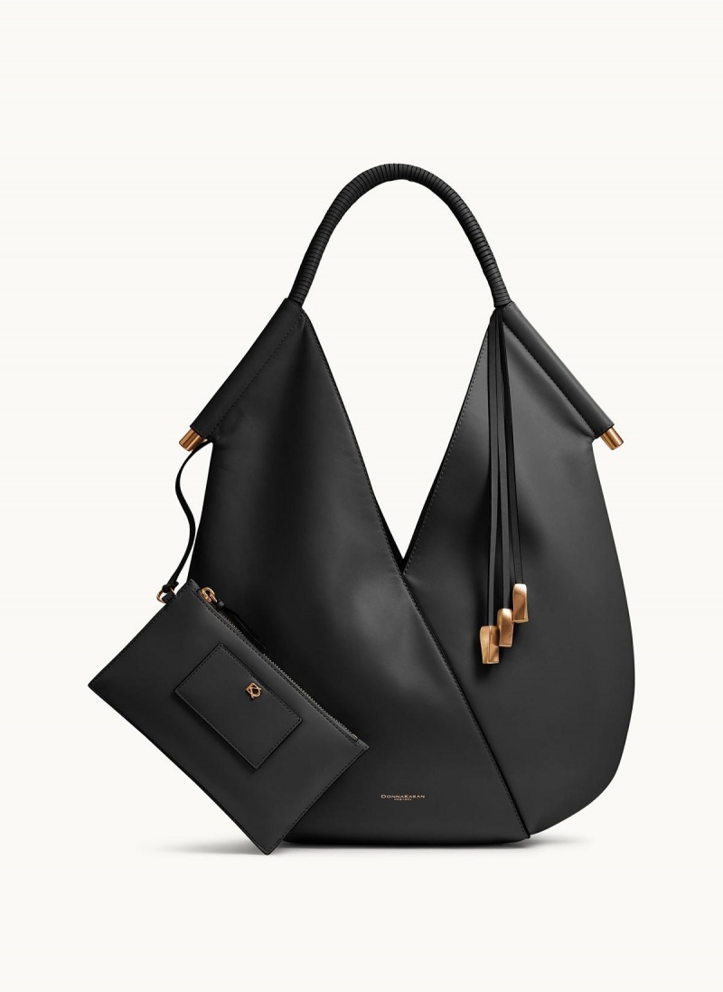 Black Donna Karan Baldwin Large Shoulder Bag | PH_DK40309