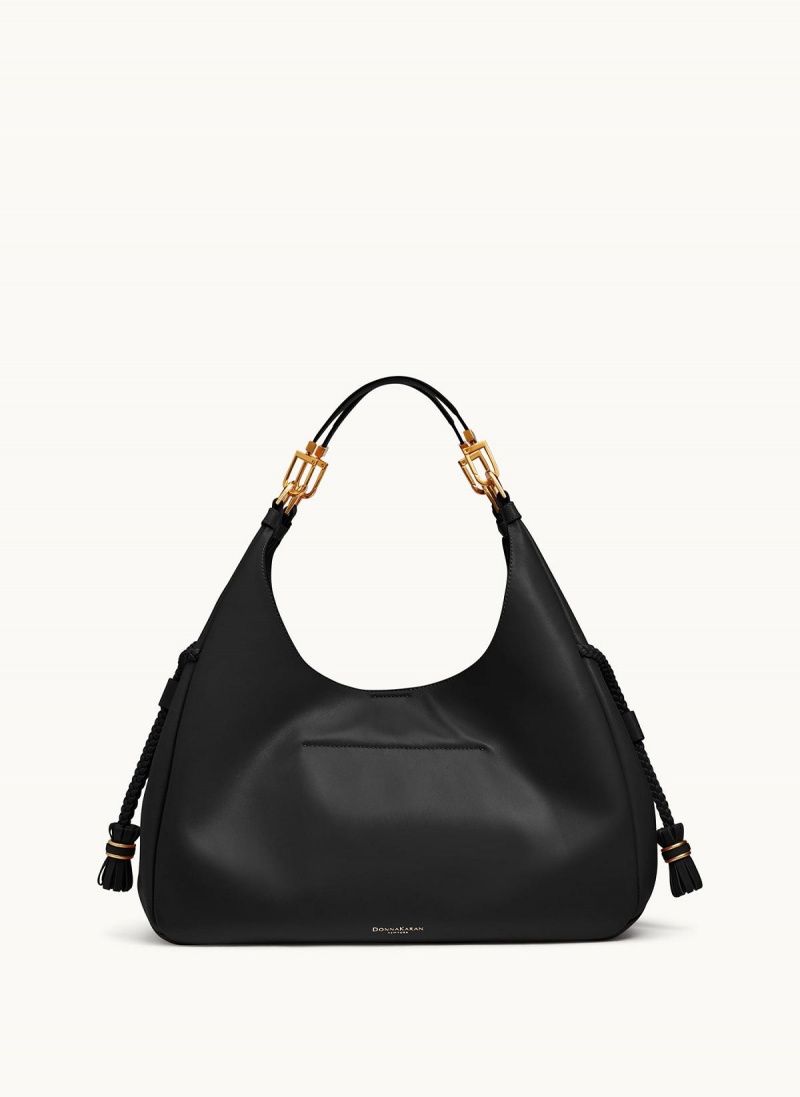 Black Donna Karan Bellerose Hobo Bag | PH_DK91262