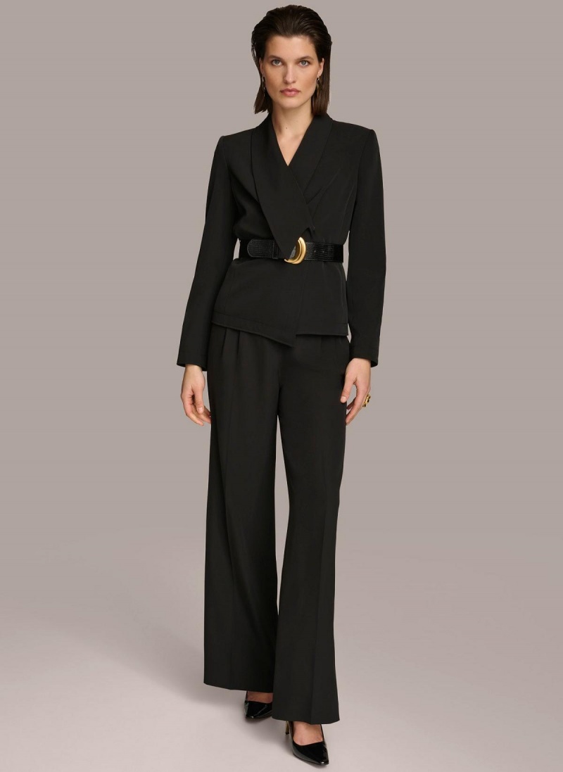 Black Donna Karan Belted Blazer Jacket | PH_DK98568