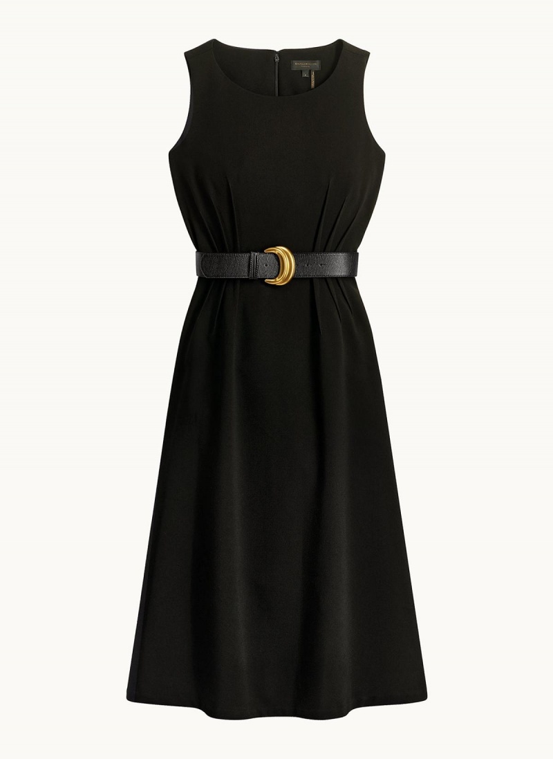 Black Donna Karan Belted Midi Dress | PH_DK28819