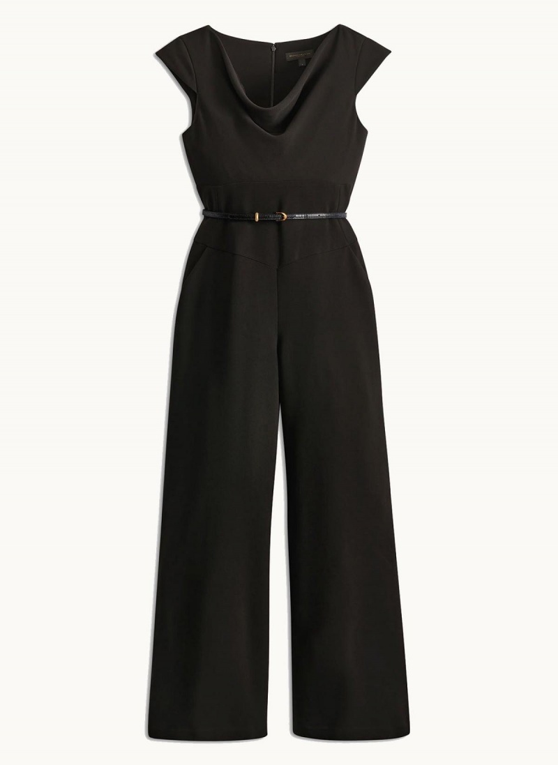 Black Donna Karan Belted With Pockets Jumpsuit | PH_DK85867