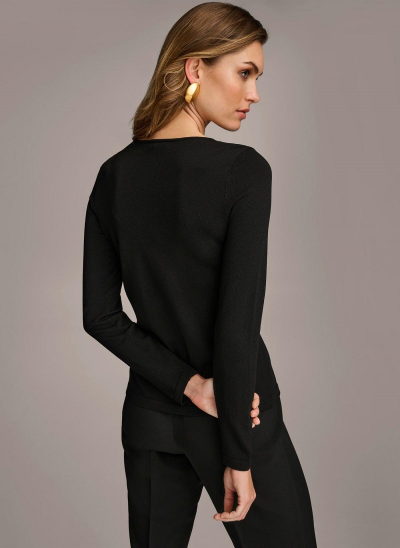 Black Donna Karan Buckle Hardware Sweaters and Tops | PH_DK74269