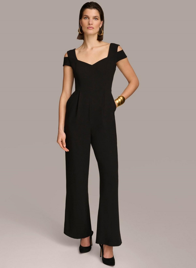 Black Donna Karan Cold Shoulder  Jumpsuit | PH_DK85174