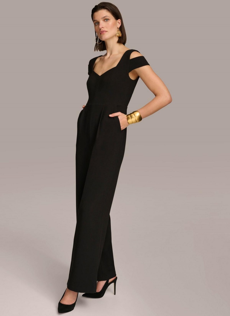 Black Donna Karan Cold Shoulder  Jumpsuit | PH_DK85174