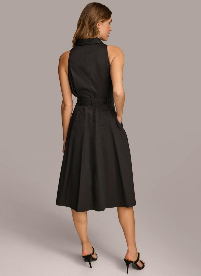 Black Donna Karan Cotton Shirt Dress | PH_DK38286