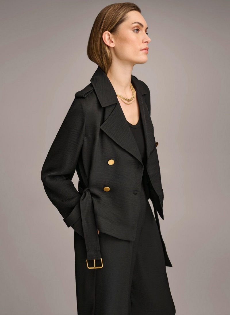 Black Donna Karan Double Breasted Blazer Jacket | PH_DK19352