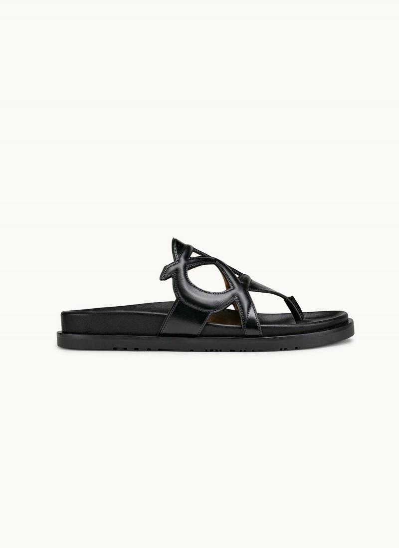 Black Donna Karan Hatsy Flat Sandals | PH_DK60147