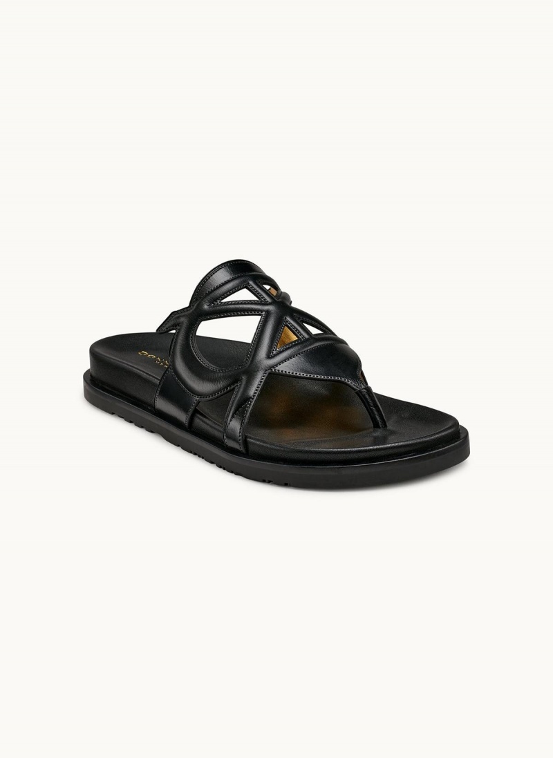 Black Donna Karan Hatsy Flat Sandals | PH_DK60147