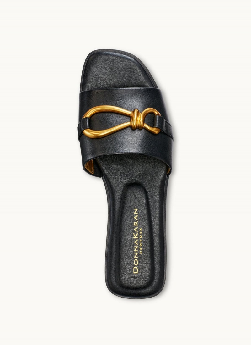 Black Donna Karan Haylen Flat Sandals | PH_DK28100