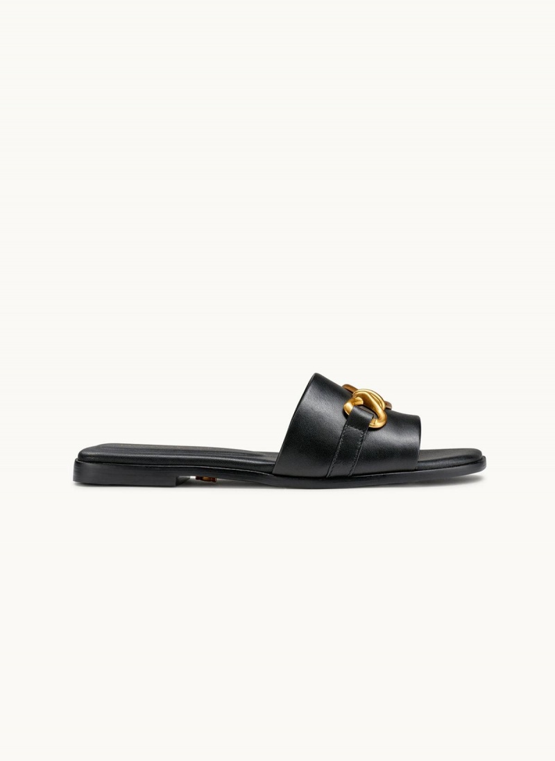 Black Donna Karan Haylen Flat Sandals | PH_DK28100