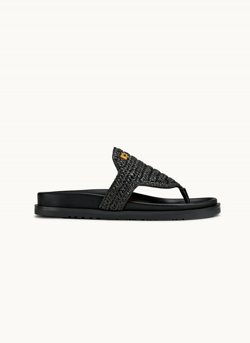 Black Donna Karan Hira Flat Sandals | PH_DK67207