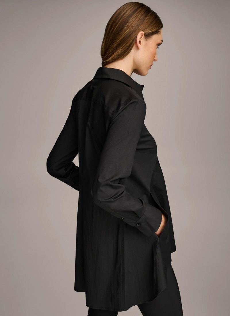 Black Donna Karan Long Sleeve A-line Tunic Sweaters and Tops | PH_DK82420