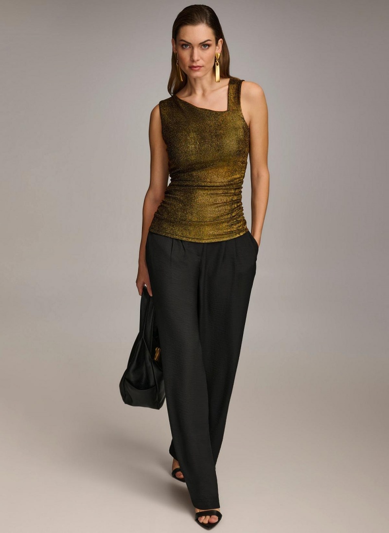 Black Donna Karan Metallic Tank Sweaters and Tops | PH_DK87200