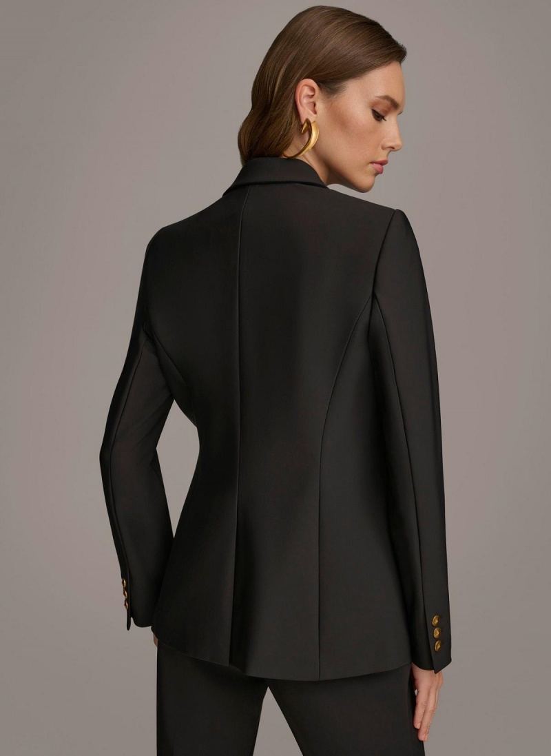 Black Donna Karan One Button Jacket | PH_DK50415