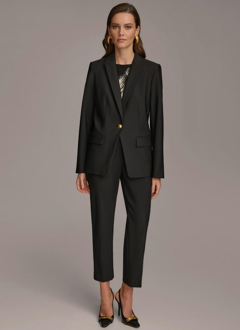 Black Donna Karan One Button Jacket | PH_DK50415