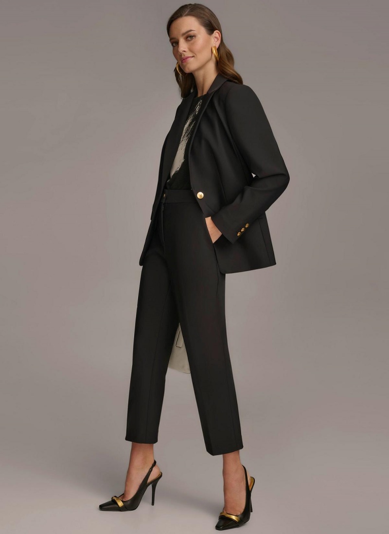 Black Donna Karan One Button Jacket | PH_DK50415