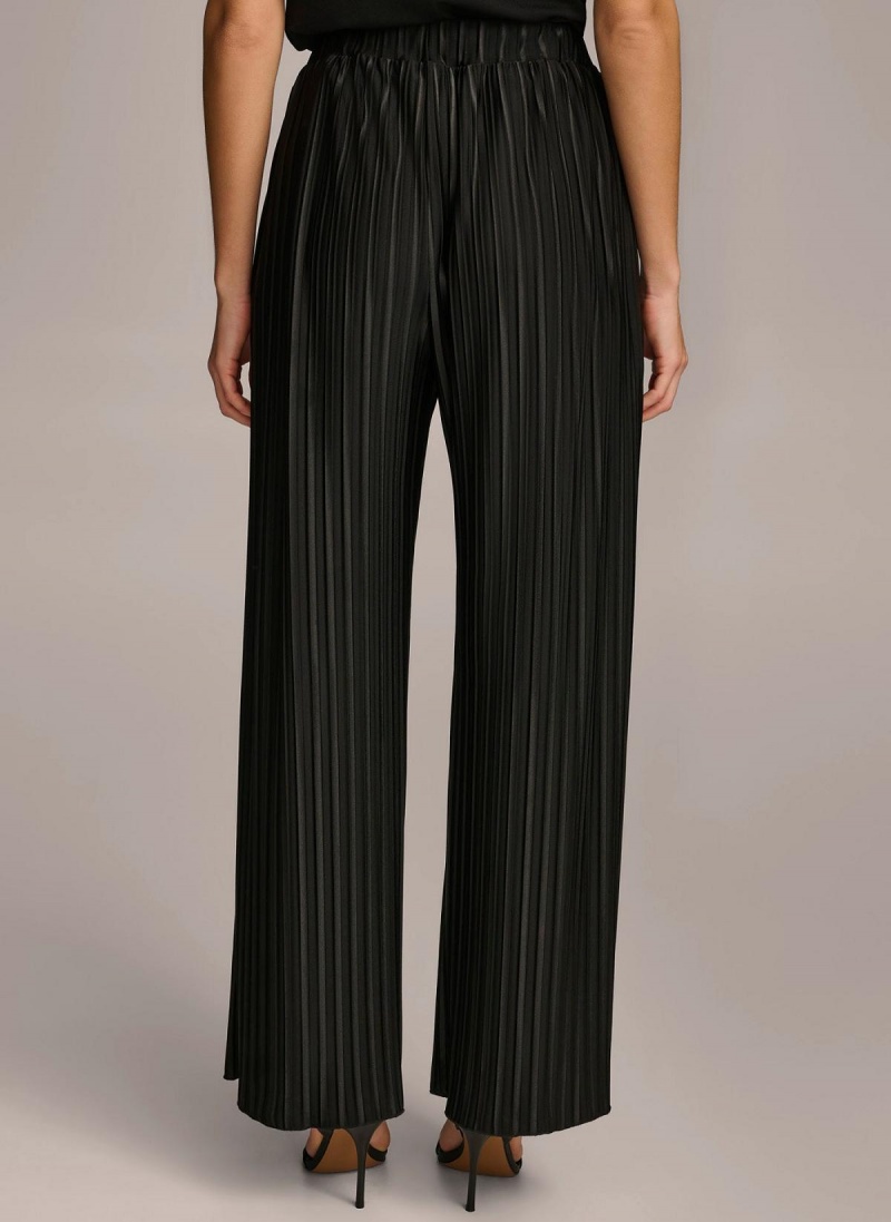 Black Donna Karan Pleated Pull On Pants | PH_DK46252