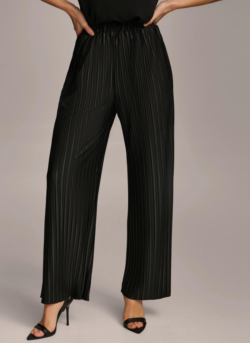 Black Donna Karan Pleated Pull On Pants | PH_DK46252