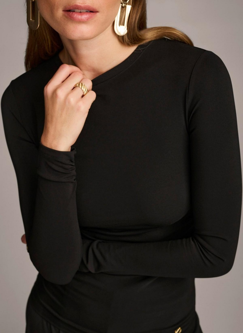 Black Donna Karan Ruched Detail Sweaters and Tops | PH_DK60482