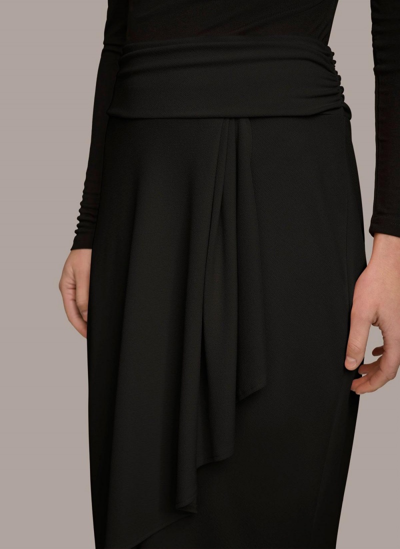 Black Donna Karan Ruched Skirt | PH_DK42251