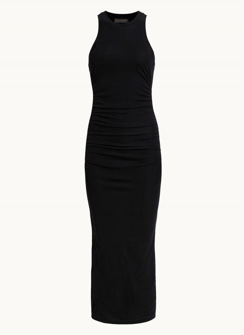 Black Donna Karan Sleeveless Ruched Dress | PH_DK87684