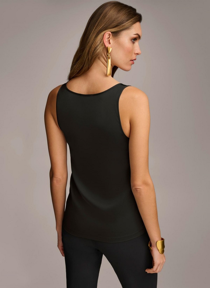 Black Donna Karan Sleeveless Shell Sweaters and Tops | PH_DK15900