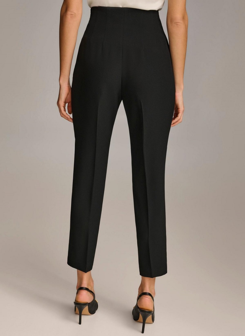 Black Donna Karan Slim Flat Front Pants | PH_DK65763