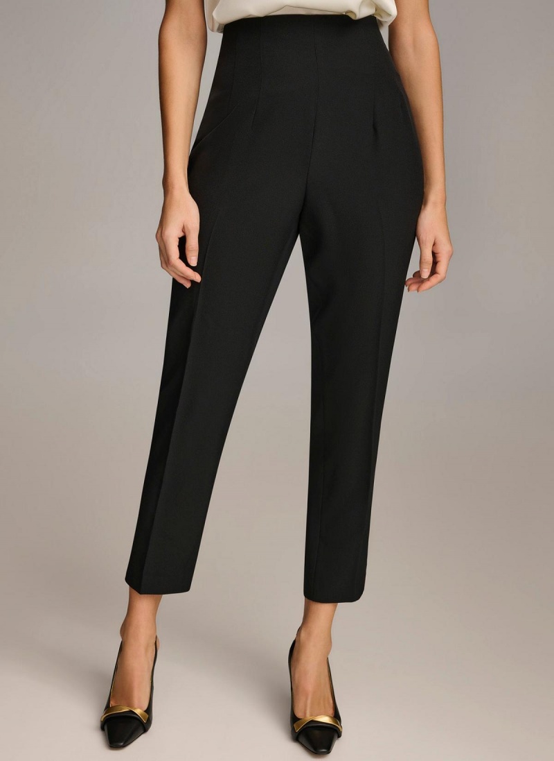 Black Donna Karan Slim Flat Front Pants | PH_DK65763