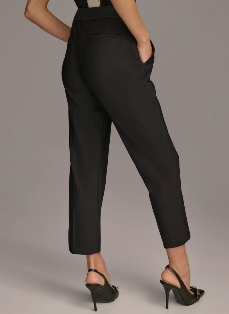 Black Donna Karan Slim Leg Ankle Length Pants | PH_DK11382