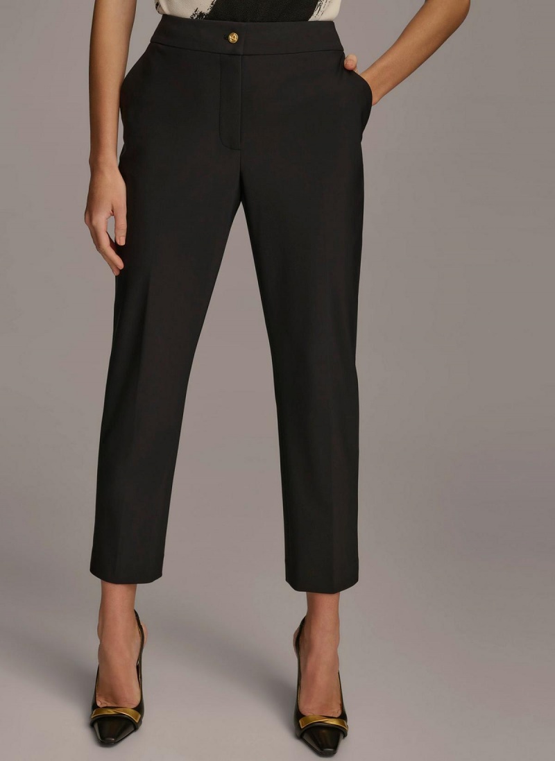 Black Donna Karan Slim Leg Ankle Length Pants | PH_DK11382