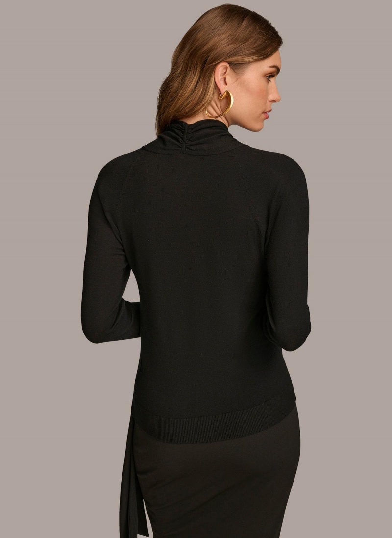 Black Donna Karan Twist Front Sweaters and Tops | PH_DK16761