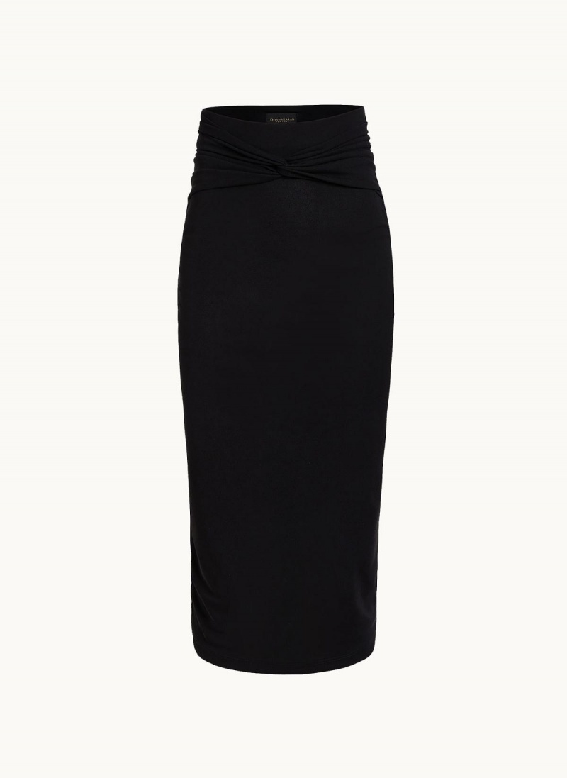 Black Donna Karan Twist Waist Skirt | PH_DK29159