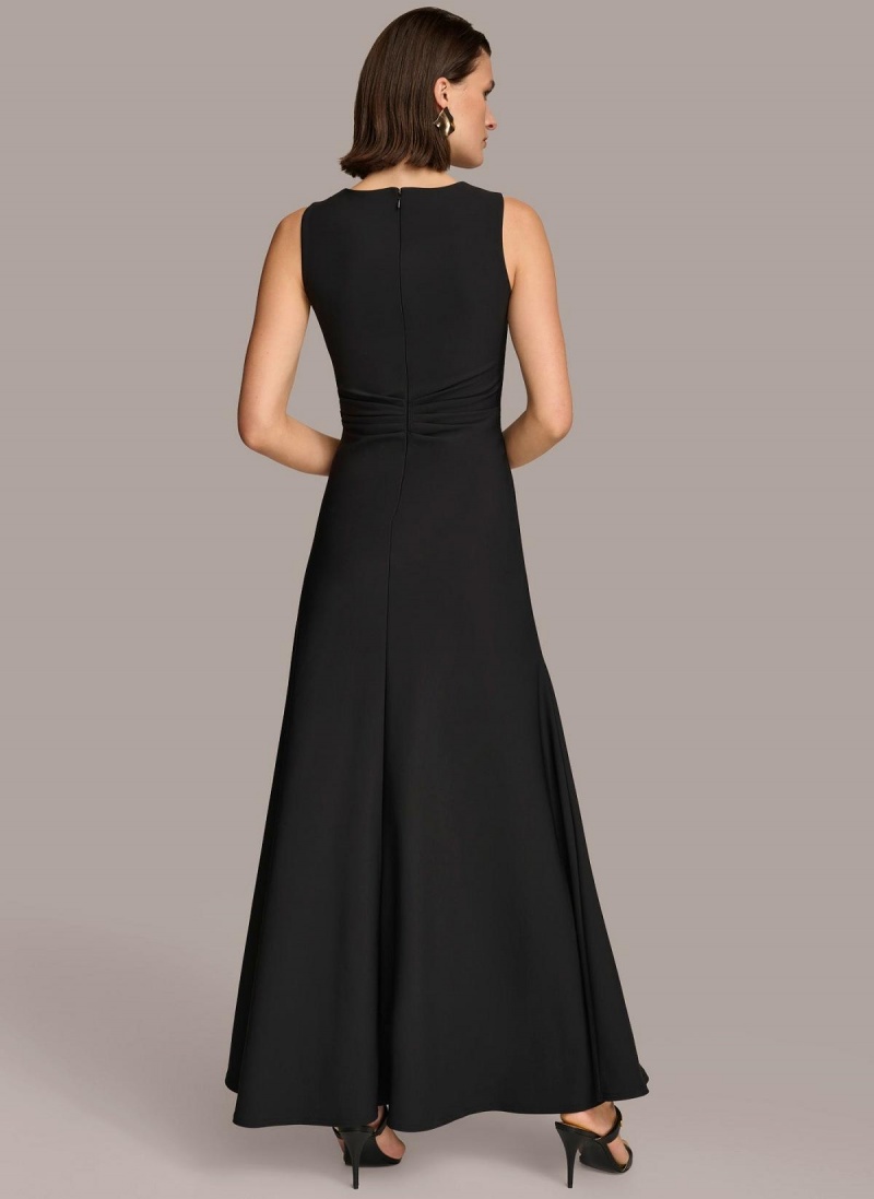 Black Donna Karan Vneck Twist Front Gown Dress | PH_DK71474