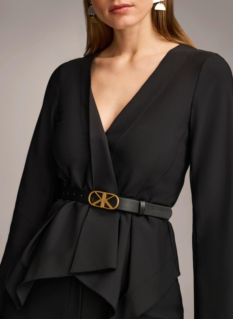 Black Donna Karan Wrap Jacket With Belt Sweaters and Tops | PH_DK54618