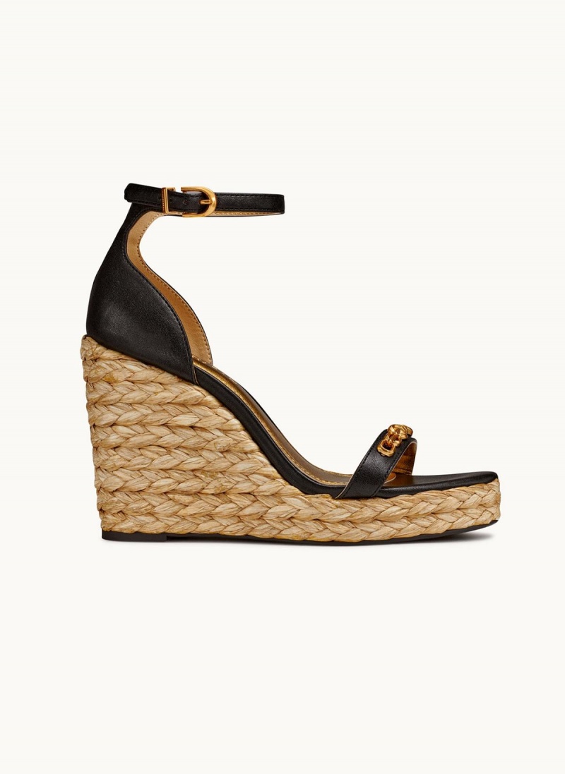 Black Donna Karan Yulissa Ankle Strap Espadrille Sandals | PH_DK54670