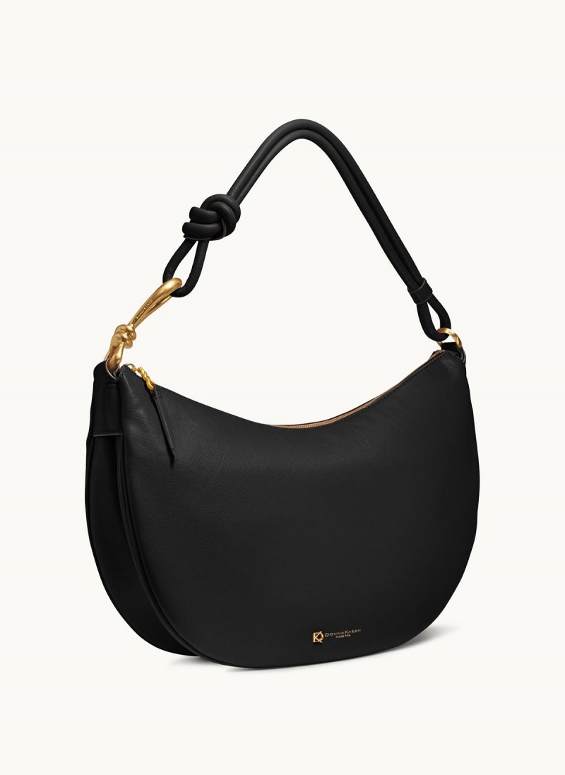 Black / Gold Donna Karan Roslyn Large Hobo Bag | PH_DK67752