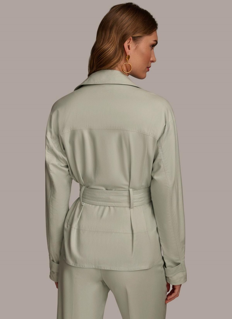 Blue Donna Karan Long Sleeve Belted Utility Jacket | PH_DK71038