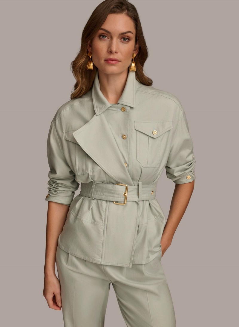 Blue Donna Karan Long Sleeve Belted Utility Jacket | PH_DK71038