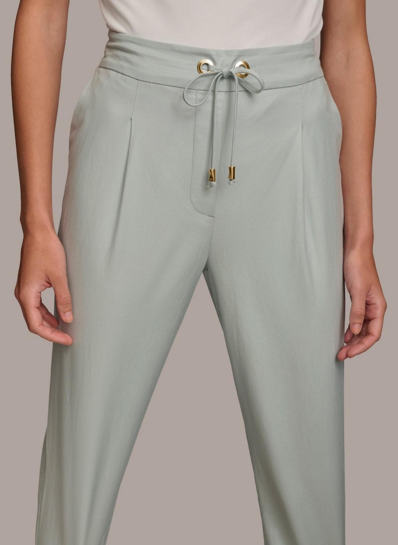 Blue Donna Karan Slim Tie Waist Cuff Pants | PH_DK79206