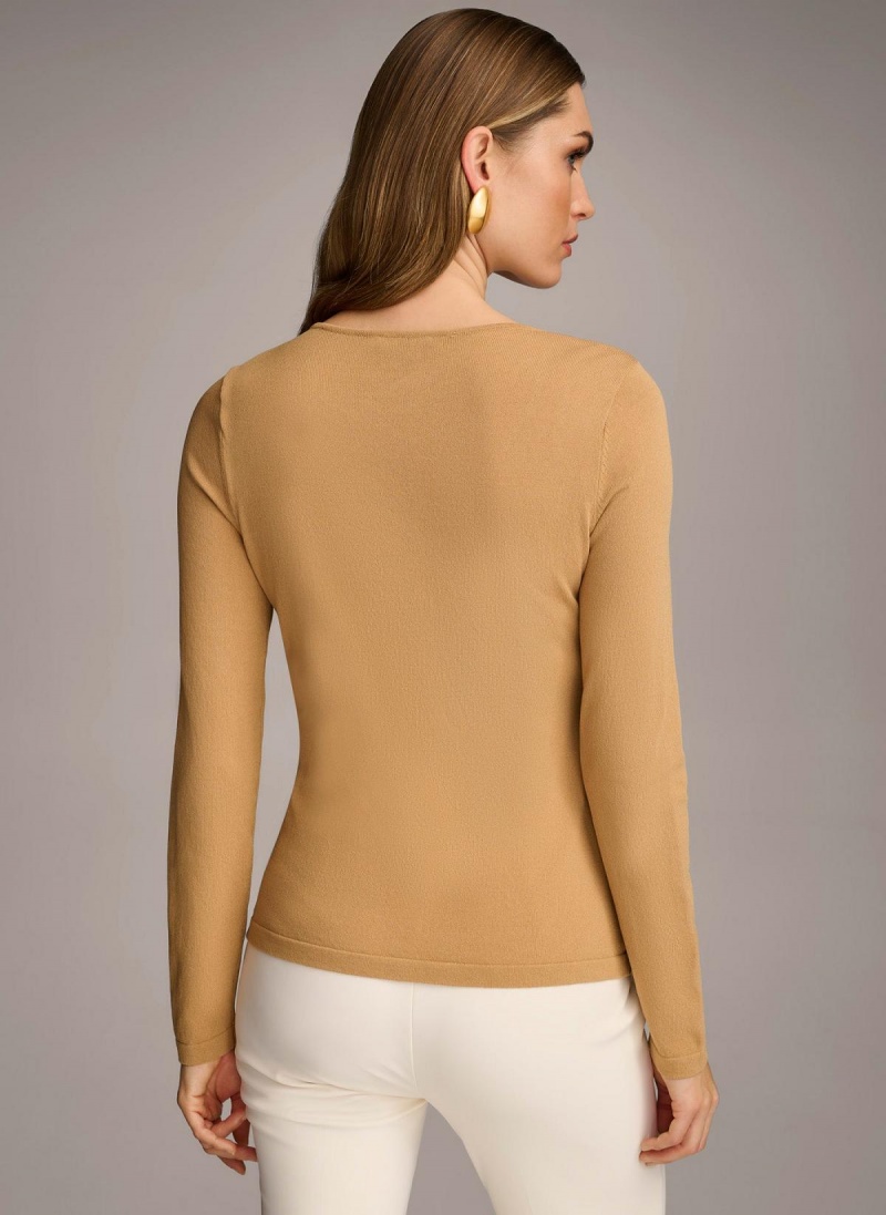 Brown Donna Karan Buckle Hardware Sweaters and Tops | PH_DK48421