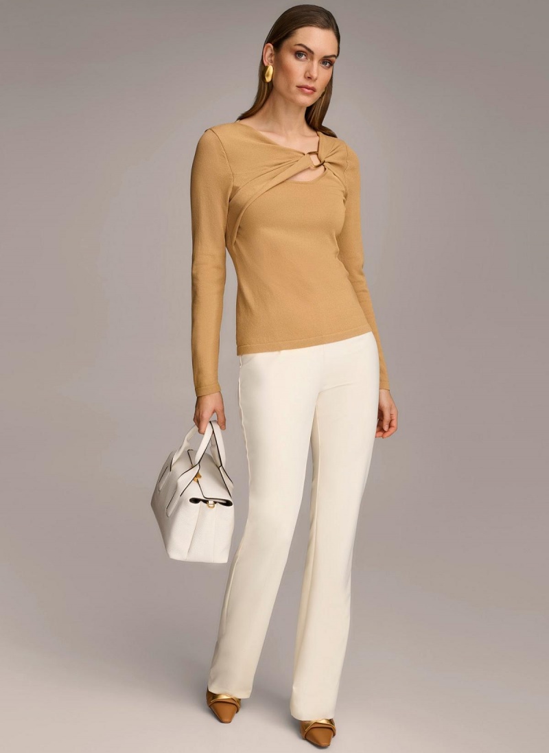 Brown Donna Karan Buckle Hardware Sweaters and Tops | PH_DK48421