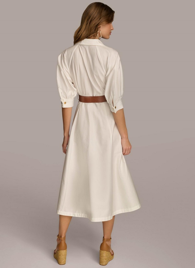 Cream Donna Karan Cotton Shirt Dress | PH_DK39277