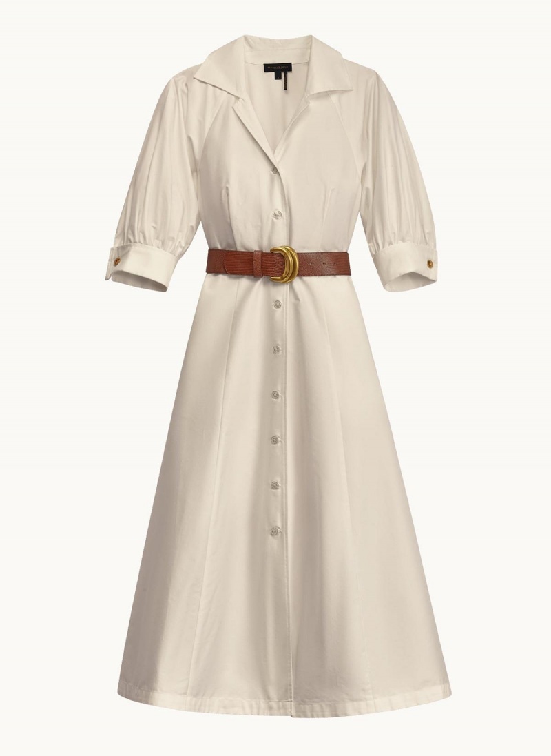 Cream Donna Karan Cotton Shirt Dress | PH_DK39277