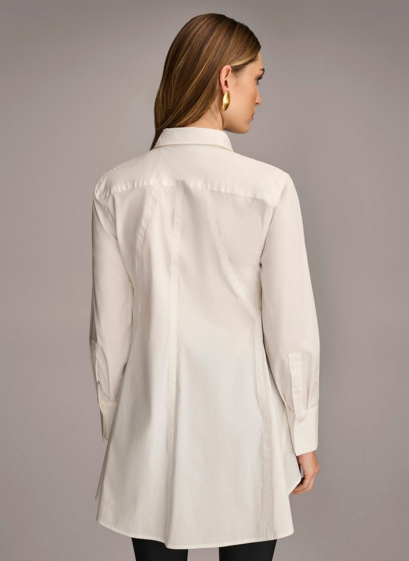 Cream Donna Karan Long Sleeve A-line Tunic Sweaters and Tops | PH_DK20953